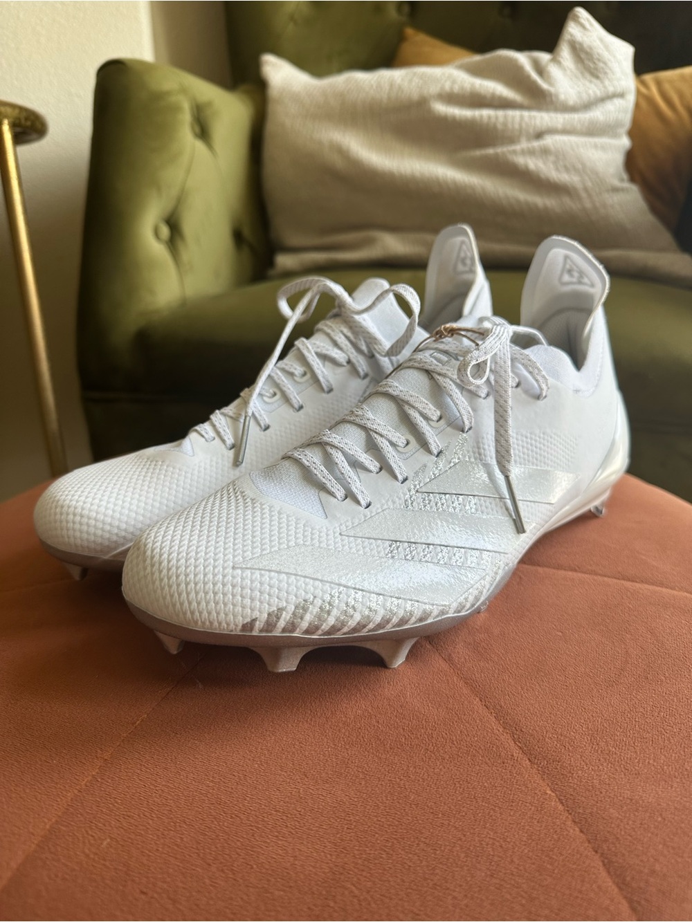 NWT Adidas Adizero Electric+ Football Cleats White Mens 9.5 IE6278